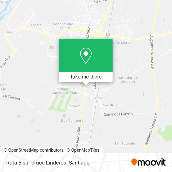 Ruta 5 sur cruce Linderos map