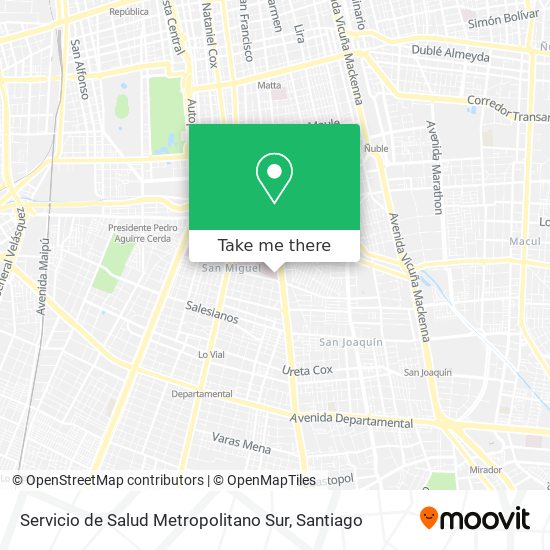 Servicio de Salud Metropolitano Sur map