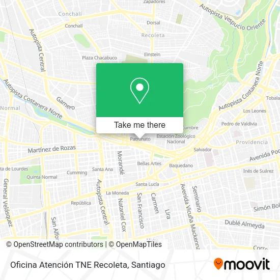 Oficina Atención TNE Recoleta map