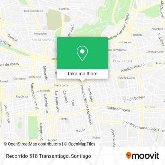 Recorrido 518 Transantiago map