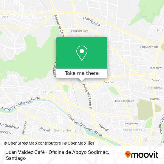 Juan Valdez Café - Oficina de Apoyo Sodimac map