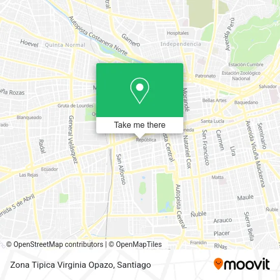 Zona Tipica Virginia Opazo map