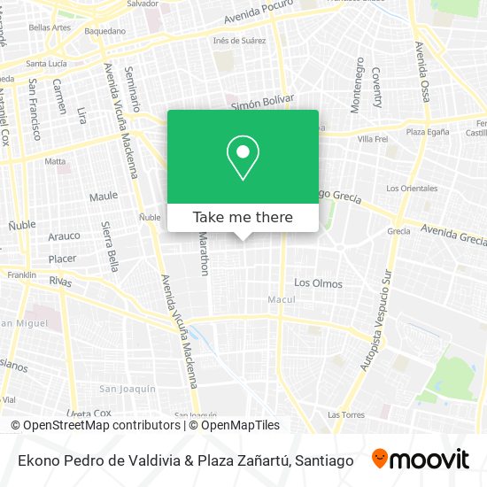 Ekono Pedro de Valdivia & Plaza Zañartú map