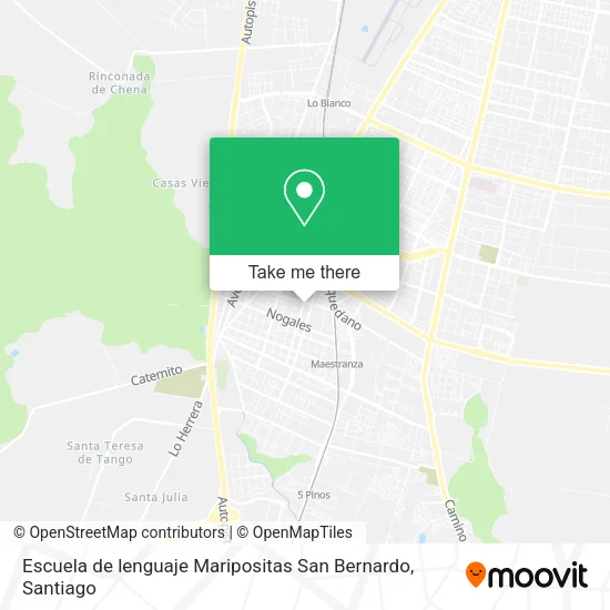 Escuela de lenguaje Maripositas San Bernardo map