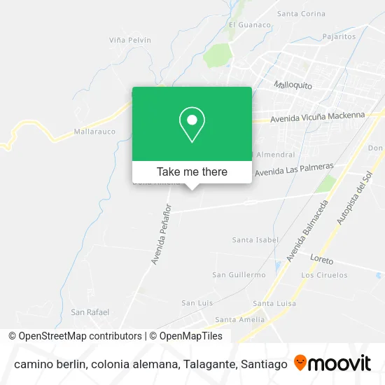 camino berlin, colonia alemana, Talagante map