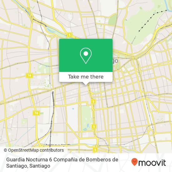 Mapa de Guardia Nocturna 6 Compañía de Bomberos de Santiago