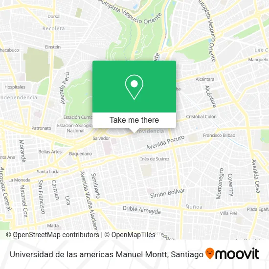 Universidad de las americas Manuel Montt map