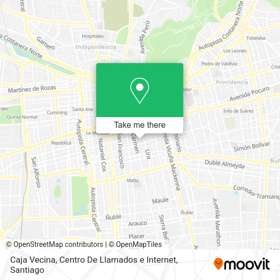 Mapa de Caja Vecina, Centro De Llamados e Internet