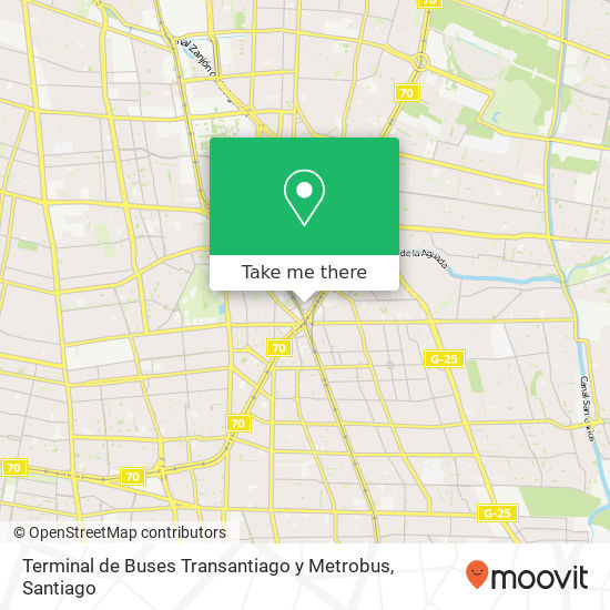 Mapa de Terminal de Buses Transantiago y Metrobus