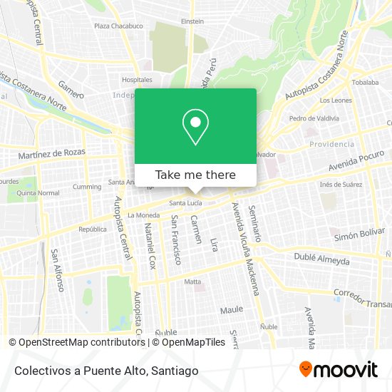 Colectivos a Puente Alto map
