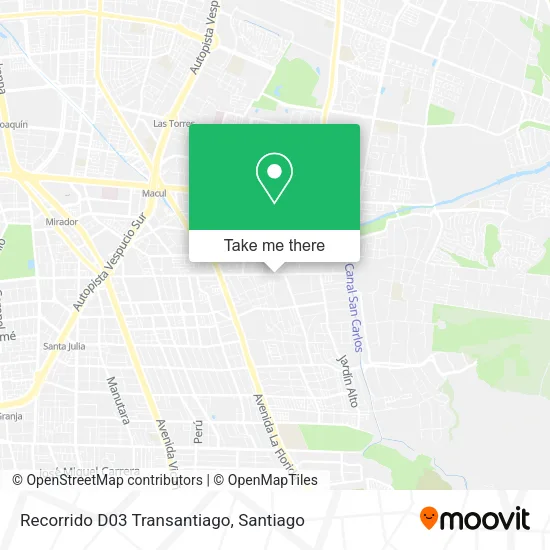 Recorrido D03 Transantiago map