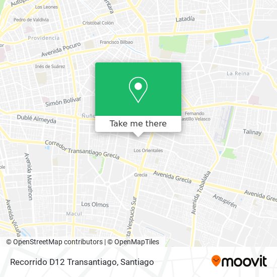 Recorrido D12 Transantiago map