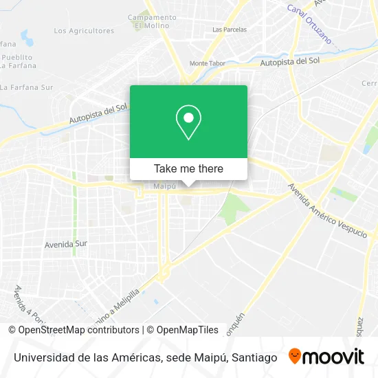 Universidad de las Américas, sede Maipú map