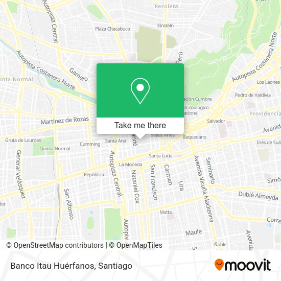 Banco Itau Huérfanos map