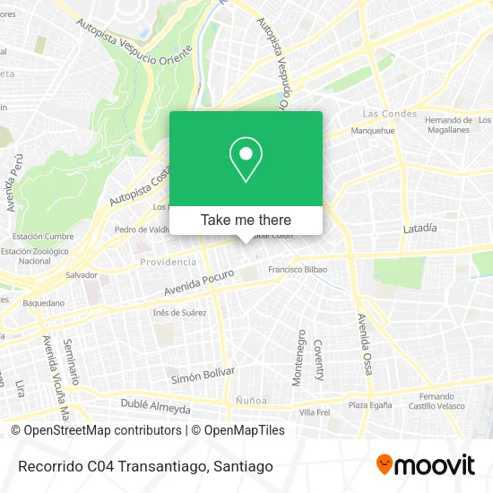 Recorrido C04 Transantiago map