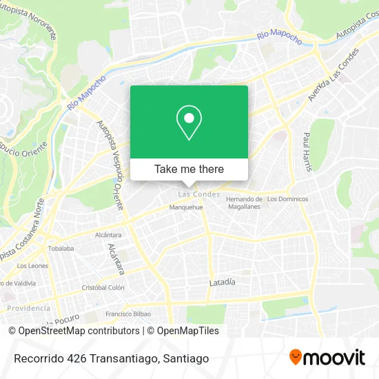 Recorrido 426 Transantiago map