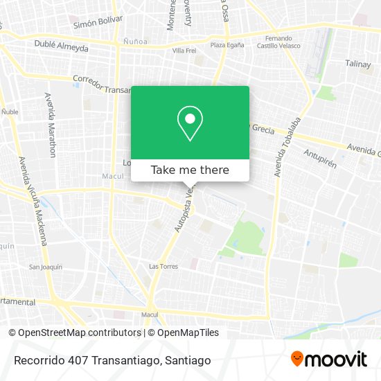 Recorrido 407 Transantiago map