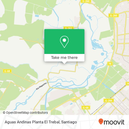 Aguas Andinas Planta El Trebal map