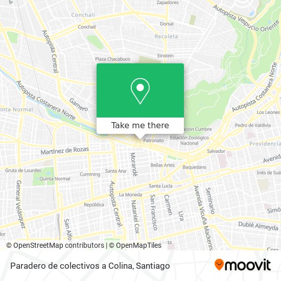 Mapa de Paradero de colectivos a Colina