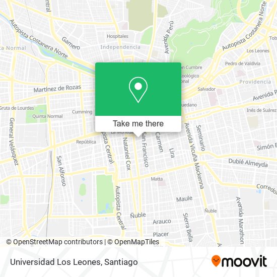 Universidad Los Leones map