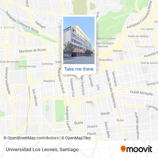 Universidad Los Leones map