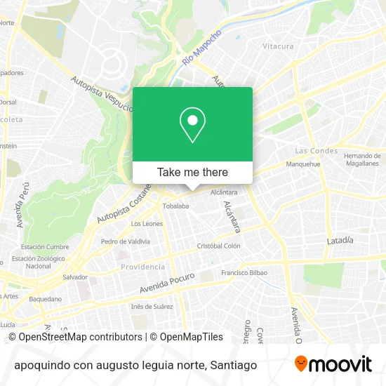 Mapa de apoquindo con augusto leguia norte