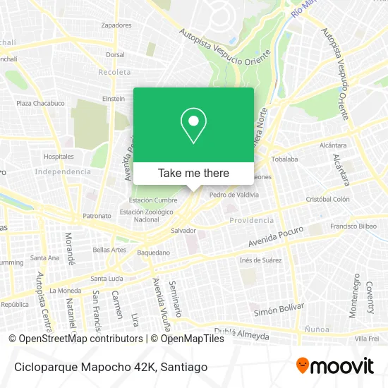 Cicloparque Mapocho 42K map