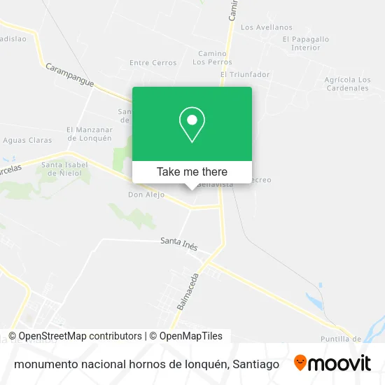 Mapa de monumento nacional hornos de lonquén