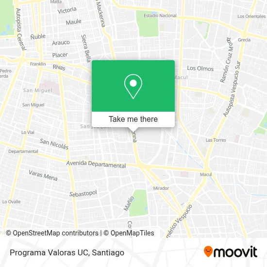 Programa Valoras UC map