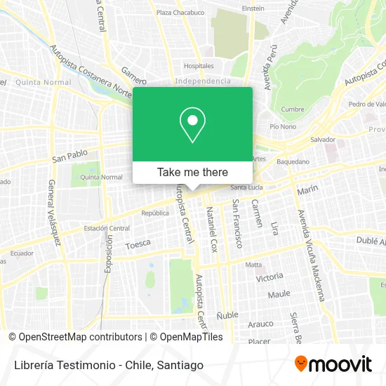 Librería Testimonio - Chile map