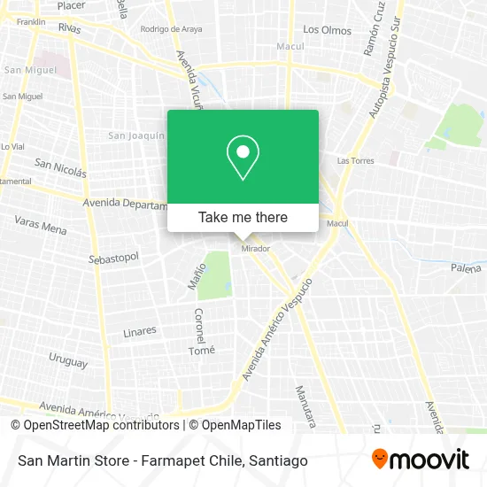 San Martin Store - Farmapet Chile map