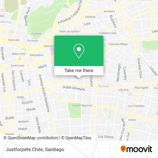 Justforpets Chile map