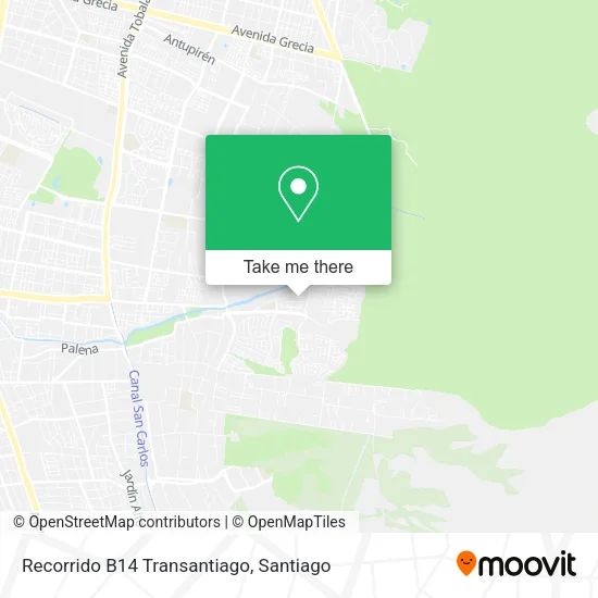 Recorrido B14 Transantiago map