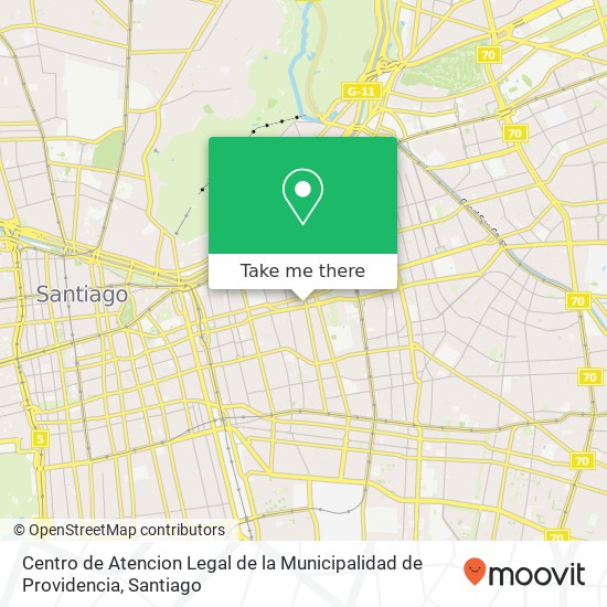 Mapa de Centro de Atencion Legal de la Municipalidad de Providencia