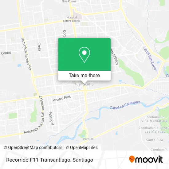 Recorrido F11 Transantiago map