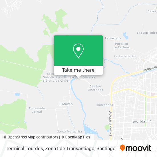 Terminal Lourdes, Zona I de Transantiago map