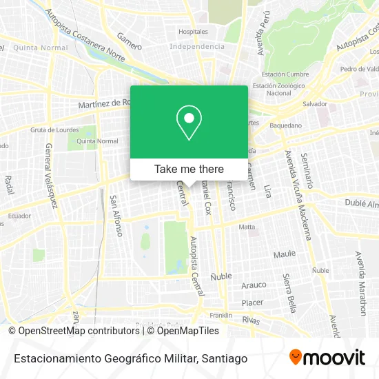 Estacionamiento Geográfico Militar map