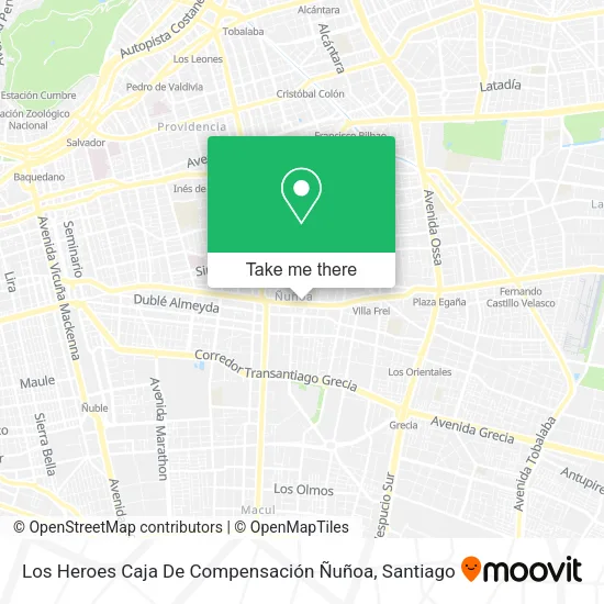 Los Heroes Caja De Compensación Ñuñoa map