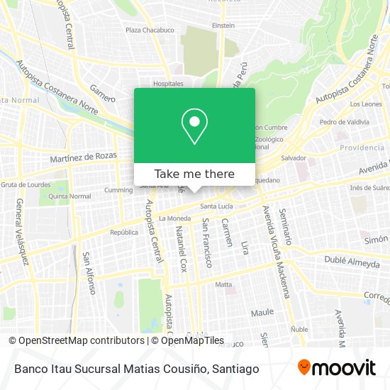 Banco Itau Sucursal Matias Cousiño map