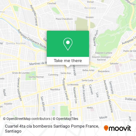 Mapa de Cuartel 4ta cía bomberos Santiago Pompe France