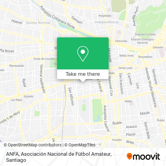 ANFA, Asociación Nacional de Fútbol Amateur map