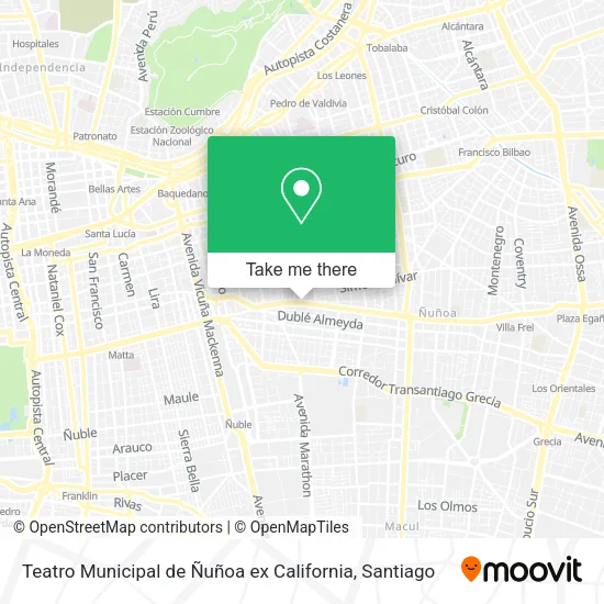 Teatro Municipal de Ñuñoa ex California map
