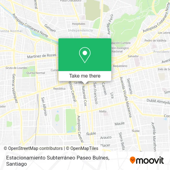 Estacionamiento Subterráneo Paseo Bulnes map