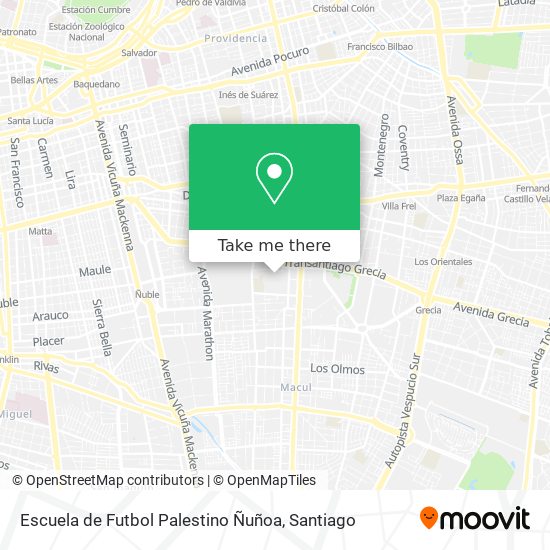 Mapa de Escuela de Futbol Palestino Ñuñoa