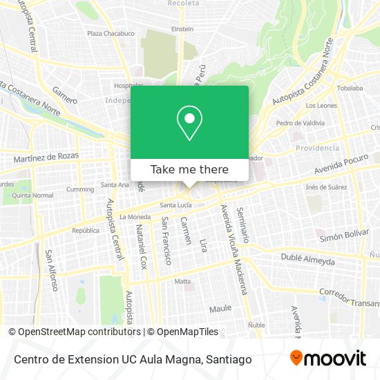 Mapa de Centro de Extension UC Aula Magna