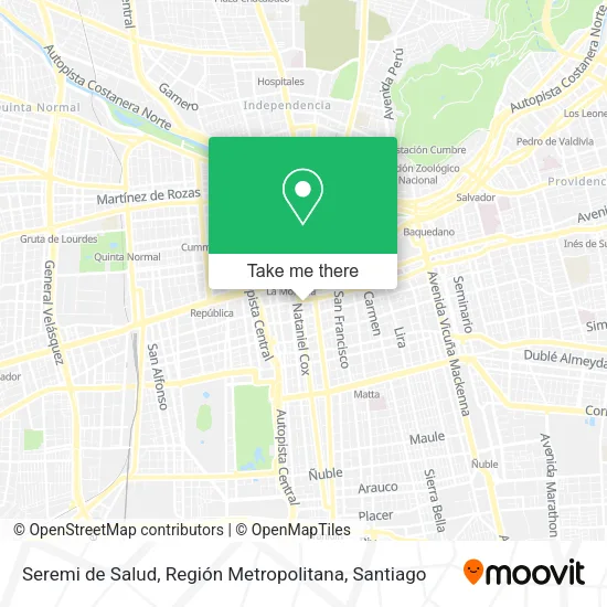 Seremi de Salud, Región Metropolitana map