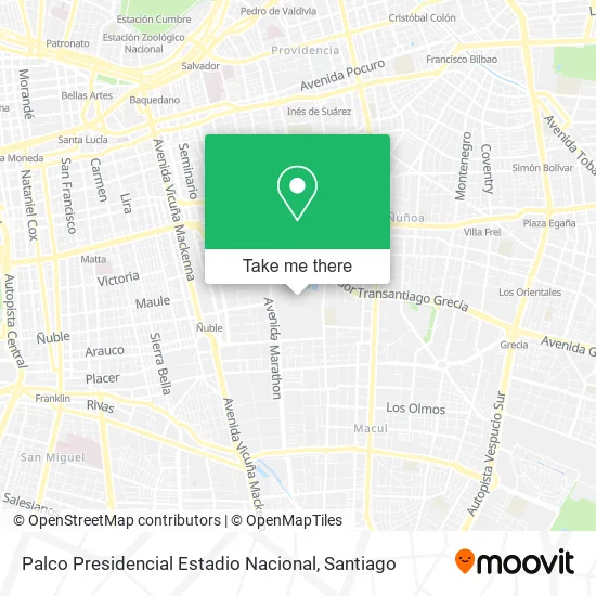 Palco Presidencial Estadio Nacional map