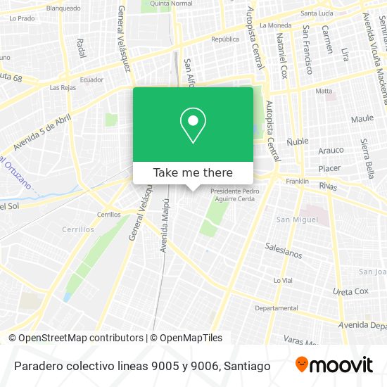 Mapa de Paradero colectivo lineas 9005 y 9006