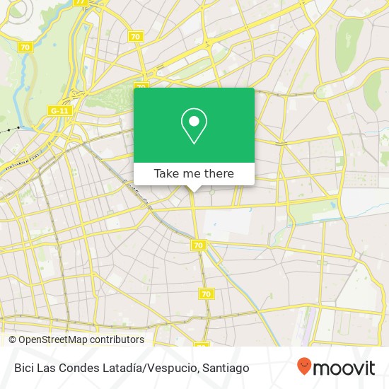 Mapa de Bici Las Condes Latadía / Vespucio