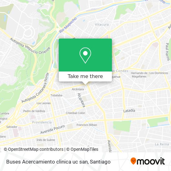 Buses Acercamiento clinica uc san map